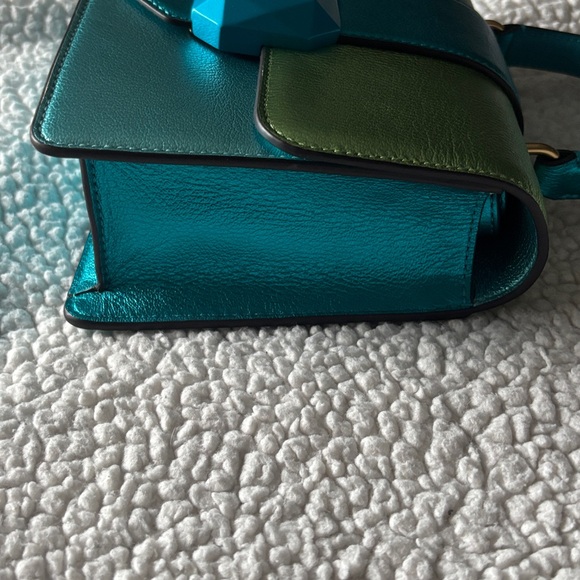 Kate Spade Bijou Metallic Blue & Green Mini Top Handle bag W/ Crossbody Strap - Picture 9 of 17